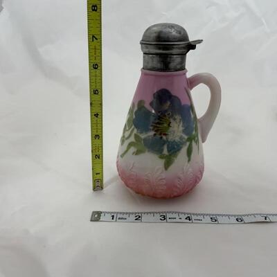 .82. Antique | Hand Painted | Glass Syrup Server