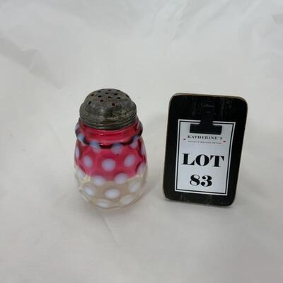 .83. Antique | Opalescent Cranberry Coin-Dot | Sugar Shaker