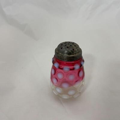 .83. Antique | Opalescent Cranberry Coin-Dot | Sugar Shaker