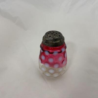 .83. Antique | Opalescent Cranberry Coin-Dot | Sugar Shaker