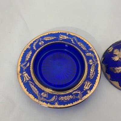 .85. Antique | Cobalt Gold-Gilded Covered Butter Dish
