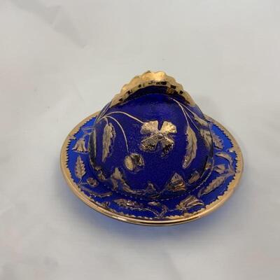 .85. Antique | Cobalt Gold-Gilded Covered Butter Dish