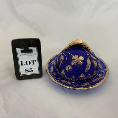 .85. Antique | Cobalt Gold-Gilded Covered Butter Dish