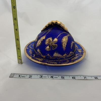 .85. Antique | Cobalt Gold-Gilded Covered Butter Dish
