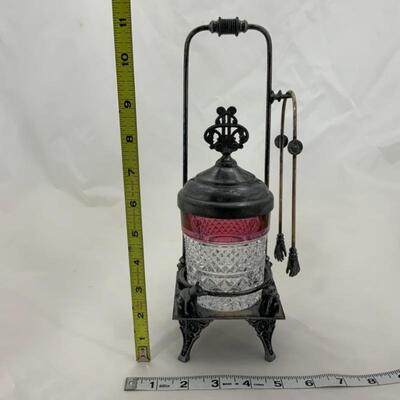 .89. Antique | Victorian Pickle Castor | Cut Crystal | Wolves | Rockford