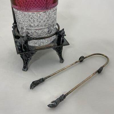 .89. Antique | Victorian Pickle Castor | Cut Crystal | Wolves | Rockford