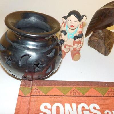 Hand carve stone ware and songs and stories of north american indians,
