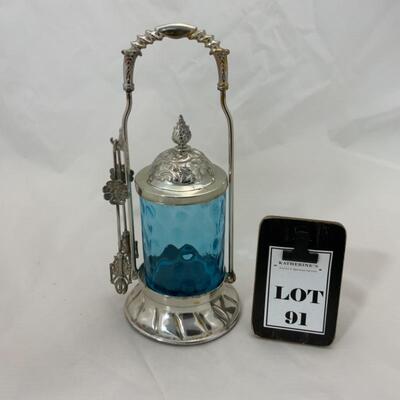 .91. Antique | Blue Thumb-Print Pickle Castor | PairPoint