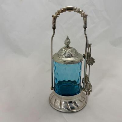.91. Antique | Blue Thumb-Print Pickle Castor | PairPoint