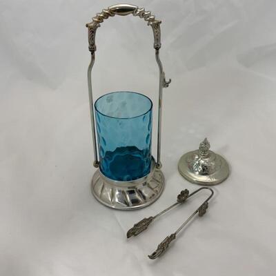 .91. Antique | Blue Thumb-Print Pickle Castor | PairPoint