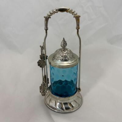 .91. Antique | Blue Thumb-Print Pickle Castor | PairPoint