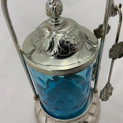 .91. Antique | Blue Thumb-Print Pickle Castor | PairPoint