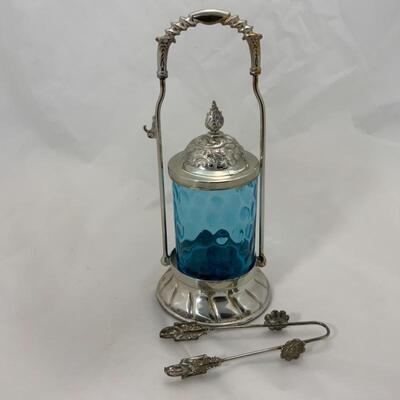 .91. Antique | Blue Thumb-Print Pickle Castor | PairPoint