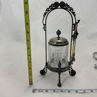 .94. Antique | Crystal Pickle Castor | Rogers Brothers | Triple Plate