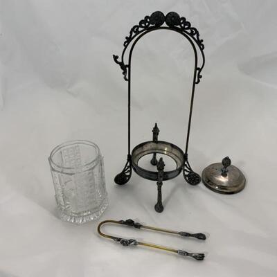 .94. Antique | Crystal Pickle Castor | Rogers Brothers | Triple Plate