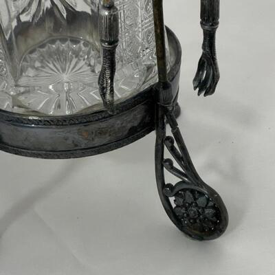 .94. Antique | Crystal Pickle Castor | Rogers Brothers | Triple Plate