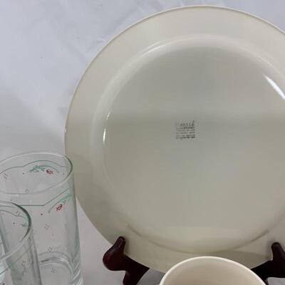 .106. DISCONTINUED | Calico Rose | Corelle 56 Piece Set | 8 Glasses