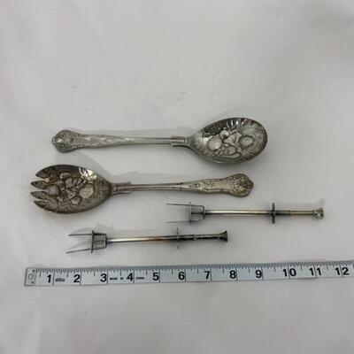 .116. Sheffield Salad Servers & Two Pickle Servers