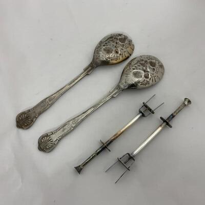 .116. Sheffield Salad Servers & Two Pickle Servers