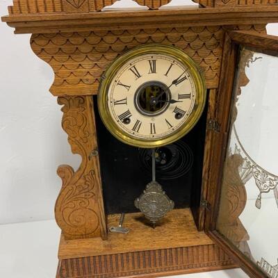 .117. Antique | Victorian Gingerbread Mantle Clock | Gilbert