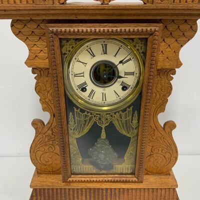 .117. Antique | Victorian Gingerbread Mantle Clock | Gilbert