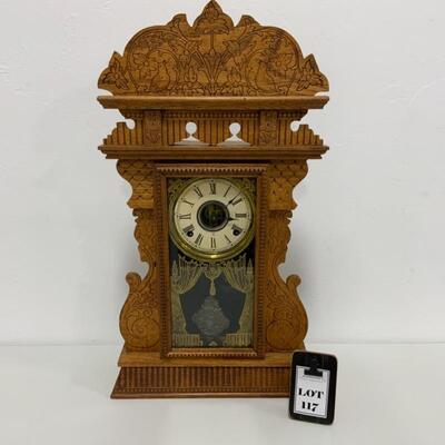 .117. Antique | Victorian Gingerbread Mantle Clock | Gilbert