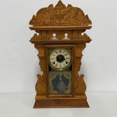 .117. Antique | Victorian Gingerbread Mantle Clock | Gilbert