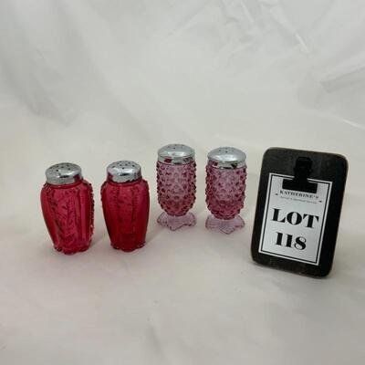 .118. Vintage | Cranberry Salt and Pepper Sets | Fenton