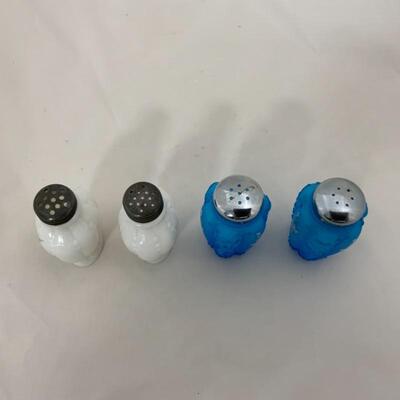 .130. Antique | Satin Glass | Milk Glass | Hand Painted Shakers