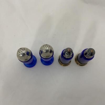 .131. Antique | Cobalt Salt & Peppers | Silver Plate