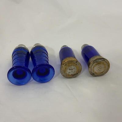 .131. Antique | Cobalt Salt & Peppers | Silver Plate