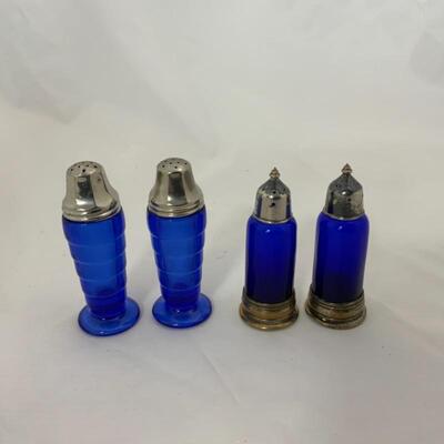 .131. Antique | Cobalt Salt & Peppers | Silver Plate