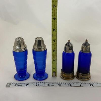 .131. Antique | Cobalt Salt & Peppers | Silver Plate