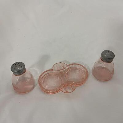 .132. Antique | Pink Depression Glass Set with Tray