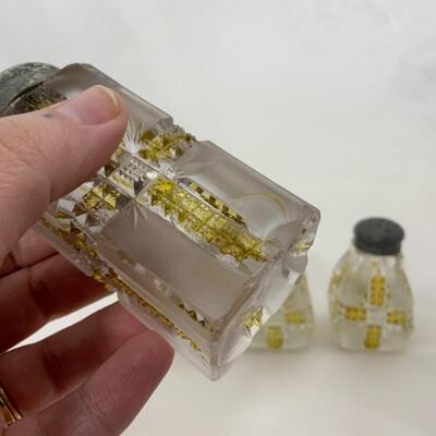 .134. Antique | Clear & Yellow Pressed Glass Shakers