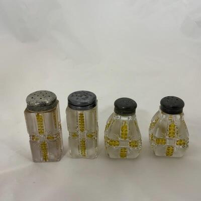 .134. Antique | Clear & Yellow Pressed Glass Shakers