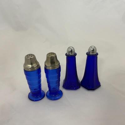 .135. Two Sets Cobalt Salt and Pepper Shakers