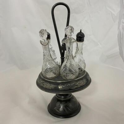 .141. Antique | Cruet Set | Etched Glass