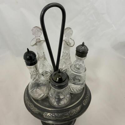 .141. Antique | Cruet Set | Etched Glass