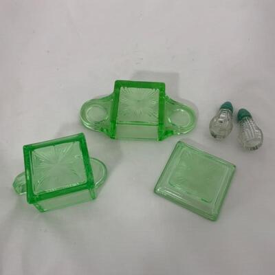 .142. Antique | Rare | Green Depression Stacked Set