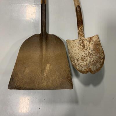 .151. Vintage | Blow Torch & Tools | Two Split Wood Shovels