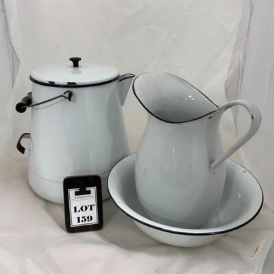 .159. Enamelware | Coffee Pot | Bowl | Pitcher