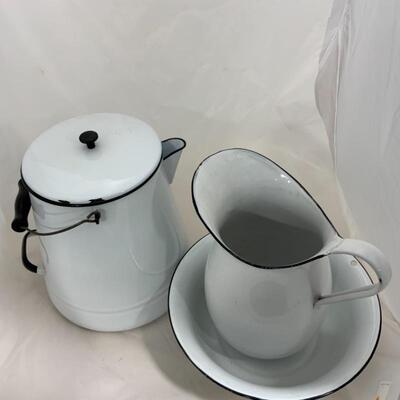 .159. Enamelware | Coffee Pot | Bowl | Pitcher