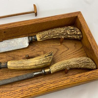 .161. Antique | Sterling Marked | Antler Carving Set | August 24, 1912
