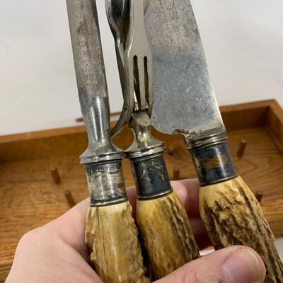 .161. Antique | Sterling Marked | Antler Carving Set | August 24, 1912