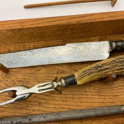 .161. Antique | Sterling Marked | Antler Carving Set | August 24, 1912
