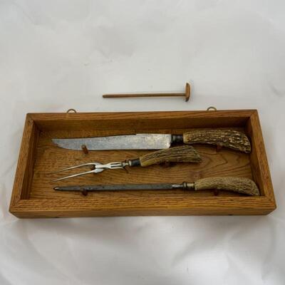 .161. Antique | Sterling Marked | Antler Carving Set | August 24, 1912