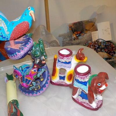 Hand Crafted Bird of paradise and candle holder / south america.
