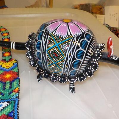 Native American hand made bead Dress and hand painted Armadillo.