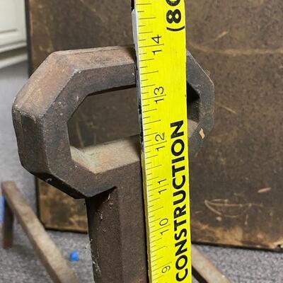 Pair of Mission Arts & Crafts Keyhole Heavy Iron Andirons